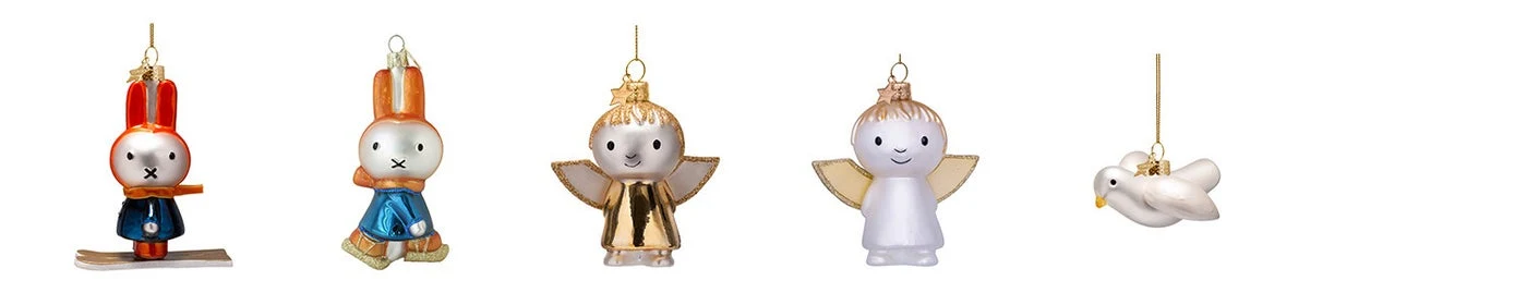 左からスキー、スケート、金色の天使、天使、Dove of peace。姿により幅や奥行も異なるため、個別の本体寸法で判断します。